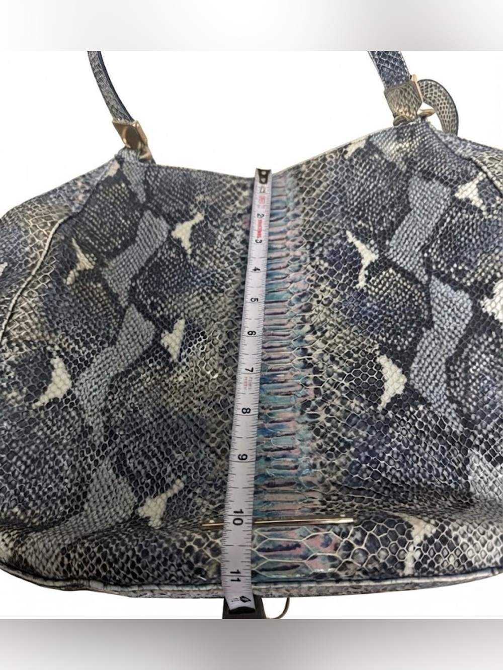 Brahmin Blue Snake-Print Hobo Shoulder Bag - Picture 5 of 9